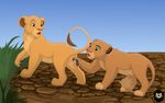  anthro anthrofied brown_fur cub disney duo feline felix_tile_the_cat female feral feral_on_feral fingering fur kiara lion lion_king_style looking_back male mammal outside penetration simba straight the_lion_king young 