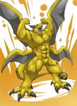  anthro biceps big big_muscles blue_dragon_(series) blue_eyes claws dragon fangs flexing horn kokuhane male muscles nude open_mouth pecs pose rudolph_(blue_dragon) scales scalie solo standing toe_claws tongue wings yellow_dragon 