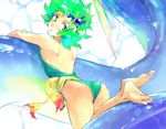  ass back bad_id bad_pixiv_id bare_back barefoot final_fantasy final_fantasy_iv green_eyes green_hair green_leotard hair_ornament leotard leviathan_(final_fantasy) looking_back math-major older rydia sash solo 