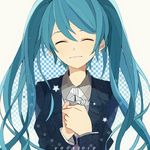  aqua_hair bad_id bad_pixiv_id closed_eyes hatsune_miku kashi_(number) long_hair smile solo twintails vocaloid 