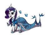  birds butterflies butterfly dress ear_piercing equine female feral flower friendship_is_magic hair horn horse horseshoe insect junkiekb mammal my_little_pony necklace piercing pony rarity_(mlp) solo tiara unicorn 