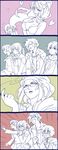  &gt;_&lt; anger_vein ascot braid character_request clenched_hand closed_eyes comic fang final_fantasy final_fantasy_type-0 gaijin_4koma glasses heart jacket lips long_hair long_sleeves looking_at_viewer math-major multiple_boys multiple_girls one_eye_closed outstretched_hand short_hair silent_comic smile spiked_hair upper_body 