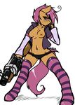  anthro anthrofied avante92 breasts brown_fur clothing demoloo equine female friendship_is_magic fur hair horn horse looking_at_viewer mammal my_little_pony nipples panties plain_background pony purple_eyes purple_hair scootaloo_(mlp) socks solo team_fortress_2 topless underwear weapon white_background 