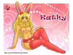  blonde_hair breasts female garter_belt hair lagomorph legwear lingerie mammal nipples pose rabbit shinn solo stockings 