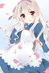  :o bad_id bad_pixiv_id banned_artist blush dress gradient gradient_background hair_ribbon kagerou_project kobeni_hijiko kozakura_marry long_hair petals pink_eyes ribbon silver_hair solo souzou_forest_(vocaloid) 