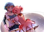  armband bad_id bad_pixiv_id banned_artist blue_eyes blue_hair bow cape gloves hair_bow hair_ornament hairclip itou_mikan kaname_madoka magical_girl mahou_shoujo_madoka_magica mahou_shoujo_madoka_magica_movie miki_sayaka multiple_girls pink_hair short_twintails twintails 