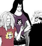  3boys eustass_captain_kid heat_(one_piece) hood jolly_roger male male_focus multiple_boys one_piece red_hair scar shirt shock smile surprise surprised t-shirt tattoo wire_(one_piece) 