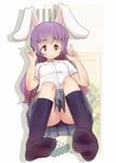  animal_ears bad_id bad_pixiv_id bunny_ears hamu_(i33095) highres long_hair no_panties purple_hair pussy red_eyes reisen_udongein_inaba skirt smile solo touhou 