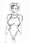  breasts chun-li competition_swimsuit greyscale large_breasts monochrome one-piece_swimsuit sketch solo street_fighter swimsuit willcan 