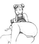  alternate_costume ass breasts china_dress chinese_clothes chun-li covered_nipples dress greyscale highres large_breasts monochrome panties pantyshot sketch solo street_fighter street_fighter_iv_(series) underwear willcan 