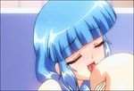  animated animated_gif blue_hair blush breast_grab breast_sucking breasts censored cock_slap erect_nipples eyes_closed grabbing honoo_no_haramase_doukyuusei huge_breasts licking long_hair nipples nude open_mouth penis sex slap slapping tongue 