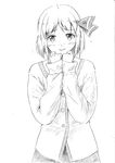  blush greyscale looking_at_viewer monochrome rumia simple_background smile solo touhou traditional_media vent_arbre white_background 