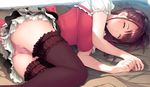  bed breasts brown_hair cameltoe closed_eyes frills game_cg garters ichikawa_saasha jokei_kazoku jokei_kazoku_iii karasawa_kirara large_breasts lying on_side panties pink_panties skirt sleeping solo thighhighs underwear upskirt 