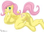 anthro anthrofied anus big_breasts blue_eyes blush breasts butt cutie_mark equine female fluttershy_(mlp) friendship_is_magic fur glenskunk hair horse huge_breasts looking_at_viewer looking_back mammal my_little_pony pegasus pink_hair plain_background pony pussy side_boob smile solo white_background wings yellow_fur 