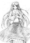  blush greyscale highres houraisan_kaguya long_hair looking_at_viewer monochrome pantyhose smile solo touhou traditional_media vent_arbre very_long_hair 