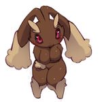  breasts chubby female looking_at_viewer lopunny nintendo plain_background pok&#233;mon pok&eacute;mon red_eyes solo thighs video_games white_background 