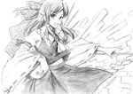  greyscale hakurei_reimu long_hair monochrome smile solo touhou traditional_media vent_arbre 