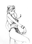  alternate_costume braid china_dress chinese_clothes chun-li dress greyscale highres monochrome pelvic_curtain sketch solo street_fighter street_fighter_iv_(series) willcan 