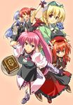  agito_(nanoha) apron blonde_hair blush braid long_hair lyrical_nanoha magical_girl mahou_shoujo_lyrical_nanoha_strikers multiple_girls open_mouth ponytail reinforce_zwei shamal signum smile tome_of_the_night_sky tsuchinoko_(muni_muni) twin_braids vita zafira 