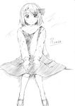  blush character_name greyscale monochrome rumia scarf short_hair smile solo touhou vent_arbre 