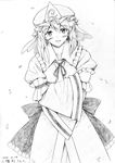  blush greyscale looking_at_viewer monochrome saigyouji_yuyuko smile solo touhou traditional_media vent_arbre 