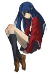  blue_eyes blue_hair kawashima_ami loafers long_hair robo8 school_uniform shoes skirt smile solo toradora! 