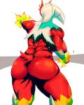  anthrofied avian back_turned big_breasts big_butt blaziken breasts butt come_at_me_bro female fire from_behind nintendo nipples pok&#233;mon pok&#233;morph pok&eacute;mon sasamix side_boob video_games wide_hips 