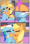  blush comic cowboy_hat dialog dialogue duo english_text equine female feral freckles friendship_is_magic green_eyes hair hat hi_res horse kissing kneeling lesbian mammal multi-colored_hair my_little_pony pegasus pony pyruvate rainbow_dash_(mlp) rainbow_hair red_eyes sex_toy text vibrator wings 