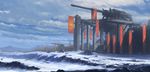  bad_pixiv_id cannon cloud day flag landscape mgo military no_humans original scenery sky snow 