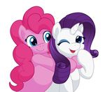  blue_eyes duo equine eyeshadow female feral friendship_is_magic fur hair happy horn horse hug hug_from_behind makeup mammal my_little_pony one_eye_closed pink_fur pink_hair pinkie_pie_(mlp) plain_background pony purple_hair rarity_(mlp) smile teh-tj unicorn white_background white_fur wink 