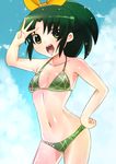  bikini green_eyes green_hair long_hair masaki_kazusa midorikawa_nao ponytail precure smile_precure! swimsuit 