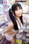  1girl asian bra highres japan lenfried panties photo shop solo twintails underwear 