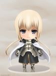  armor artist_name bedivere black_eyes blonde_hair cape chibi doll fate/stay_night fate_(series) gauntlets kariya-kun long_hair male_focus nendoroid photorealistic solo watermark white_hair 