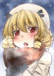  bad_id bad_pixiv_id blonde_hair blush chestnut_mouth drill_hair kamo_(yokaze) luna_child open_mouth red_eyes solo touhou 