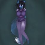  big_breasts black_hair black_nose breasts canine clothed clothing female fluffy_tail fox hair kanel lily mammal purple_eyes solo 