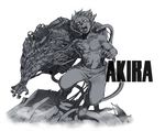  akira cable copyright_name male_focus monochrome monster no_pupils open_mouth oversized_limbs pants shima_tetsuo shirtless solo soty 