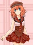  bad_id bad_pixiv_id blue_eyes blush hat highres kamo_(yokaze) orange_hair original skirt solo 