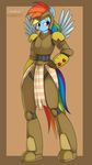  anthro anthrofied armor equine female friendship_is_magic hair hand_on_hip helmet horse kloudmutt looking_at_viewer mammal multi-colored_hair my_little_pony pegasus plain_background pony purple_eyes rainbow_dash_(mlp) rainbow_hair solo standing unimpressed wings 