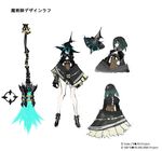  black_hair black_rock_shooter black_rock_shooter_arcana blue_eyes broom character_sheet elder_caster hat legs taiki_(luster) unconventional_broom weapon witch_hat 