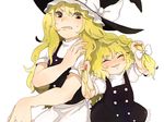  age_difference bad_id bad_pixiv_id blonde_hair braid dual_persona hair_pull hat hat_removed headwear_removed kirisame_marisa long_hair multiple_girls smile sutenuko time_paradox touhou witch_hat yellow_eyes younger 