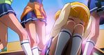  aoki_reika clothes_around_waist dress hairband haruyama_kazunori hino_akane_(smile_precure!) hoshizora_miyuki kise_yayoi midorikawa_nao multiple_girls nanairogaoka_middle_school_uniform panties pantyshot precure school_uniform smile_precure! sweater sweater_around_waist underwear upskirt white_hairband white_panties 