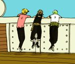  3boys back black_hair blonde_hair green_hair haramaki male male_focus multiple_boys nozawa_(ability) one_piece roronoa_zoro sanji ship usopp 