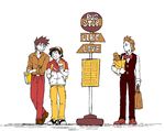  3boys dent_(pokemon) food height_difference ice_cream male male_focus multiple_boys ookido_shigeru pokemon pokemon_(anime) satoshi_(pokemon) yaoi 