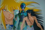  80s anime araki_shingo cel cygnus_hyoga cygnus_hyouga dragon_shiryu dragon_shiryuu highres himeno_michi oldschool production saint_seiya warrior 