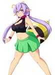  antennae bee_girl breasts copyright_request glasses insect_girl large_breasts long_hair looking_at_viewer monster_girl pointy_ears purple_eyes purple_hair simple_background skirt solo wakagashira white_background 