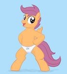  blush cub equine female friendship_is_magic fur hair mammal my_litte_pony my_little_pony open_mouth orange_fur panties pegasus plain_background purple_eyes purple_hair scootaloo_(mlp) seidouryu solo tongue underwear wings young 