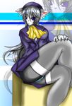  black black_hair camel_toe cat claws clothed clothing feline female furry hair korarubi kyora legwear long_hair looking_at_viewer mammal panties purple stockings thighhighs underwear whiskers 