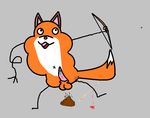  blood bow_(weapon) canine erection f&aelig;ces feces fox male mammal ms_paint nightmarefuel penis plain_background ranged_weapon scat std weapon what 