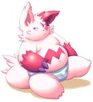  chubby claws fur lako looking_at_viewer male markings nintendo pok&#233;mon pok&eacute;mon red_markings solo underwear video_games white_fur zangoose 