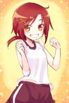  brown_eyes grin gym_shorts gym_uniform hino_akane_(smile_precure!) looking_at_viewer minamura_haruki precure red_hair shorts sketch sleeves_rolled_up smile smile_precure! solo 
